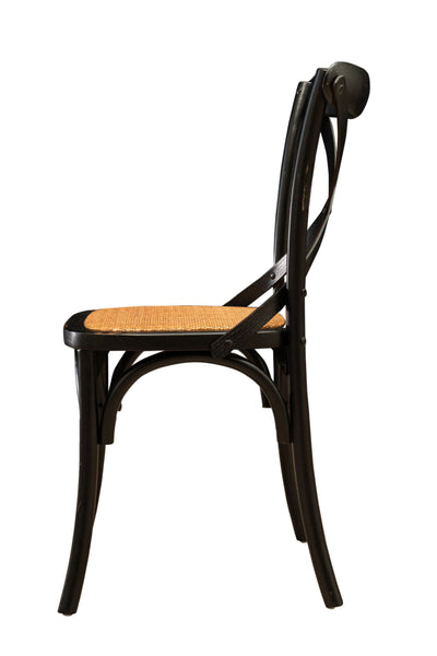 Biscottini Sedia Thonet in massello di frassino e seduta rattan finitura Nero anticato L48xPR52xH88 cm