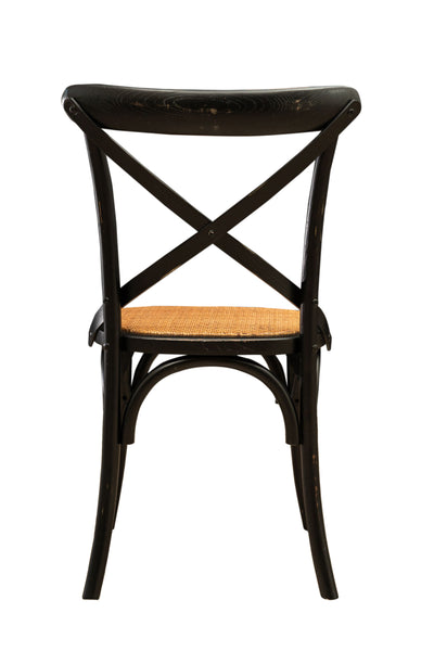 Biscottini Sedia Thonet in massello di frassino e seduta rattan finitura Nero anticato L48xPR52xH88 cm