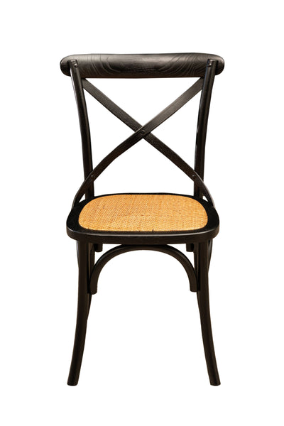 Biscottini Sedia Thonet in massello di frassino e seduta rattan finitura Nero L48xPR52xH88 cm