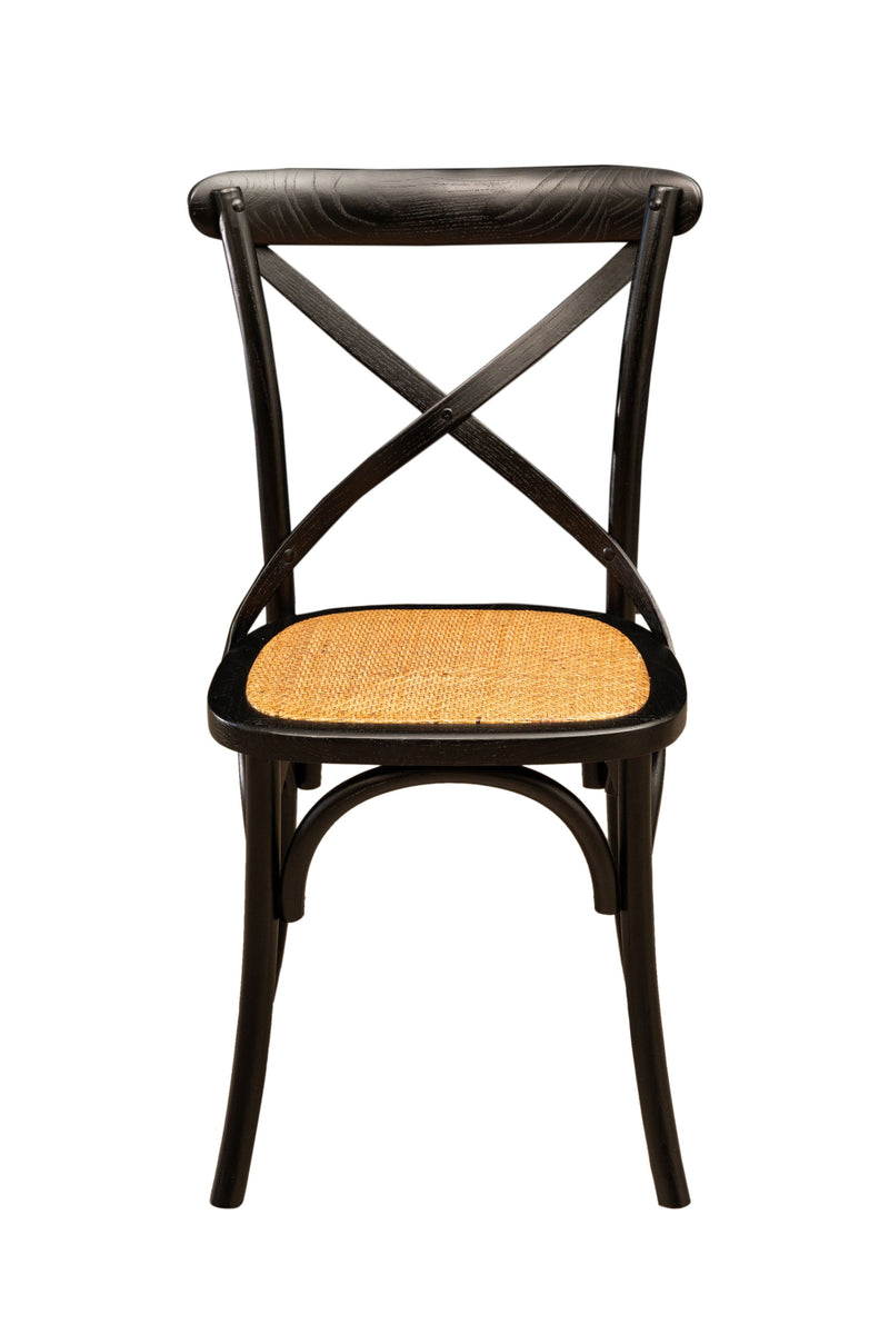 Biscottini Sedia Thonet in massello di frassino e seduta rattan finitura Nero L48xPR52xH88 cm