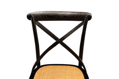 Biscottini Sedia Thonet in massello di frassino e seduta rattan finitura Nero L48xPR52xH88 cm