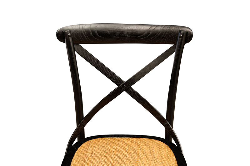 Biscottini Sedia Thonet in massello di frassino e seduta rattan finitura Nero L48xPR52xH88 cm