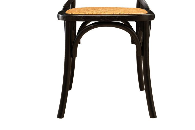 Biscottini Sedia Thonet in massello di frassino e seduta rattan finitura Nero L48xPR52xH88 cm