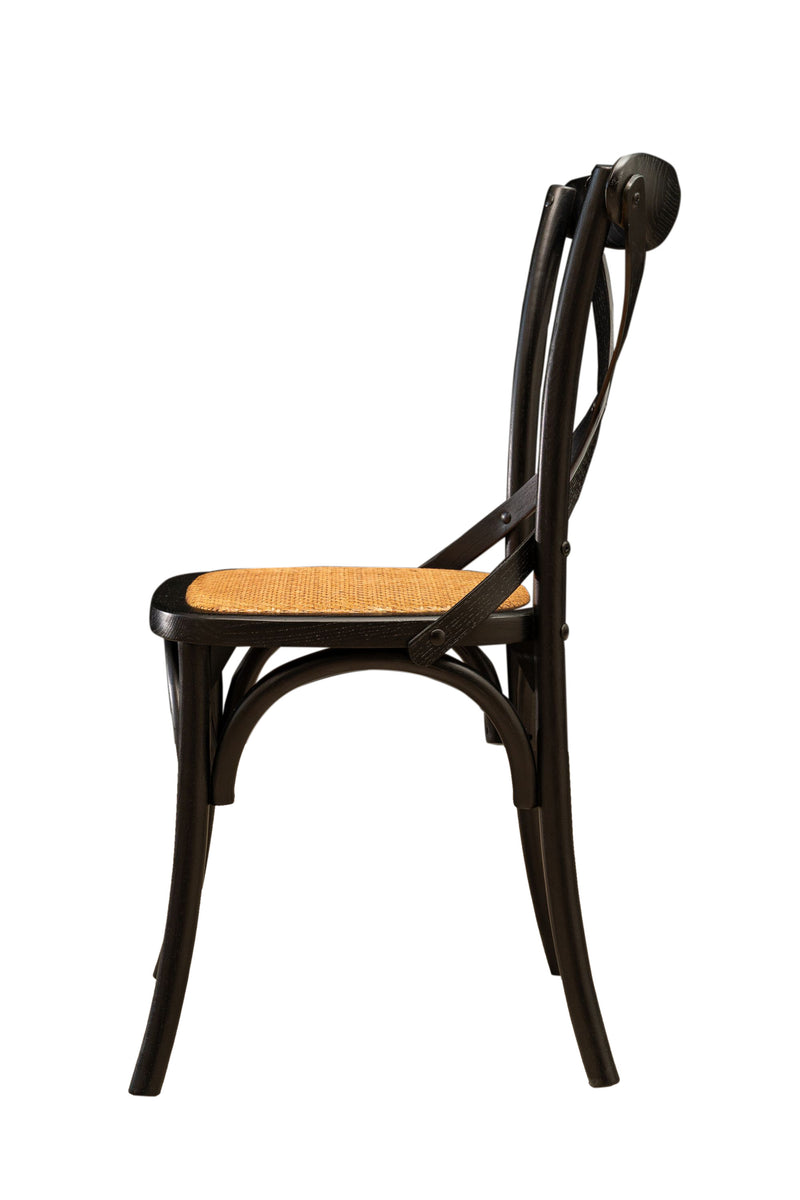 Biscottini Sedia Thonet in massello di frassino e seduta rattan finitura Nero L48xPR52xH88 cm