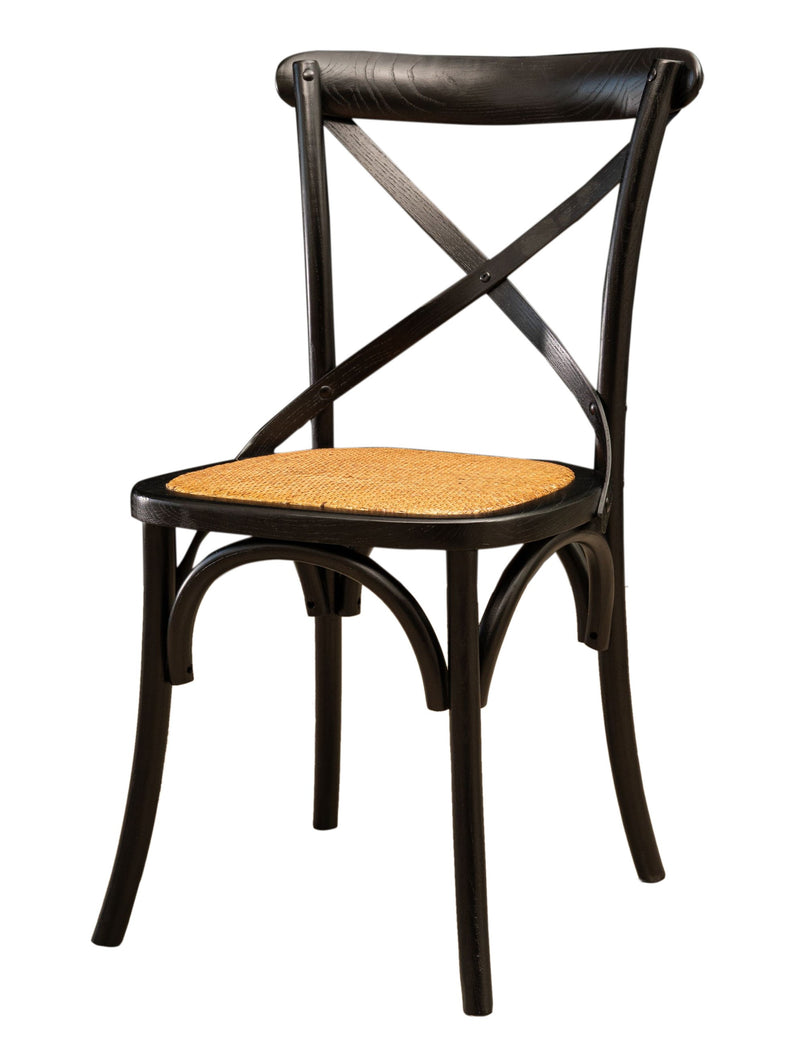 Biscottini Sedia Thonet in massello di frassino e seduta rattan finitura Nero L48xPR52xH88 cm