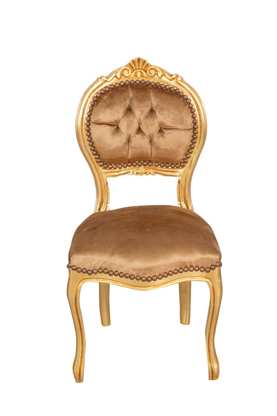 Biscottini Sedia poltroncina stile francese Luigi XVI in legno massello di faggio finitura oro