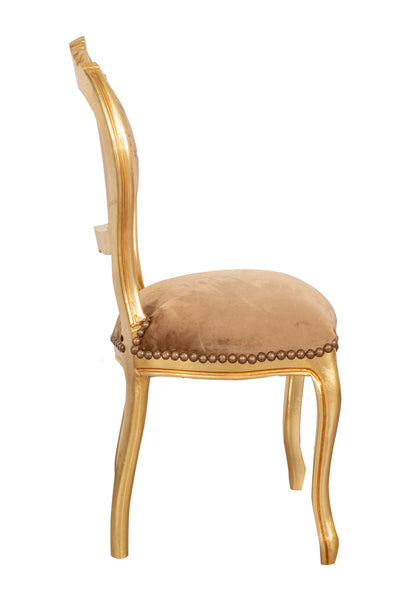 Biscottini Sedia poltroncina stile francese Luigi XVI in legno massello di faggio finitura oro