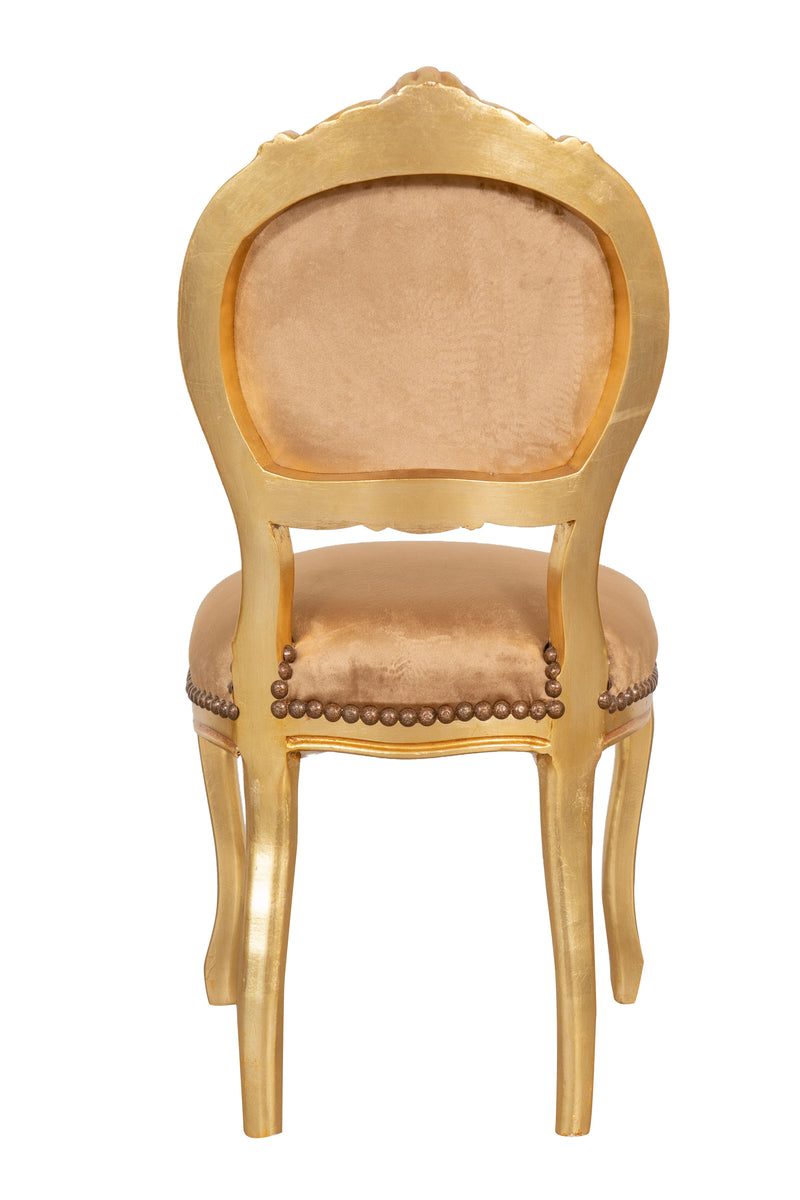 Biscottini Sedia poltroncina stile francese Luigi XVI in legno massello di faggio finitura oro