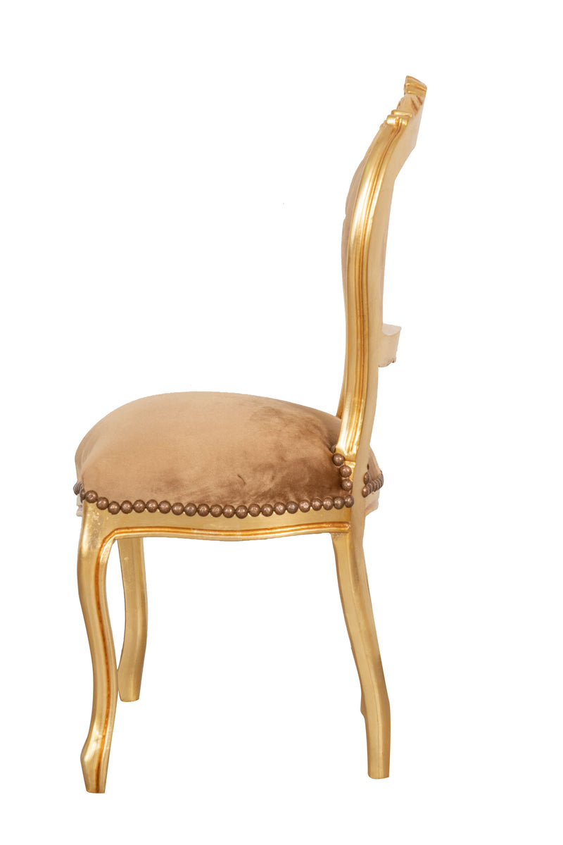 Biscottini Sedia poltroncina stile francese Luigi XVI in legno massello di faggio finitura oro