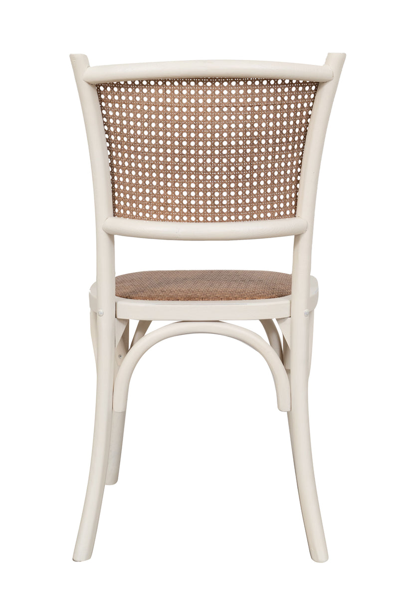 Biscottini Sedia Thonet in massello di frassino e seduta rattan finitura bianca larghezza