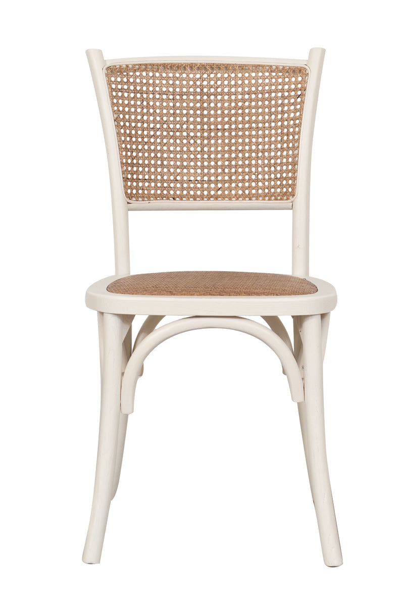 Biscottini Sedia Thonet in massello di frassino e seduta rattan finitura bianca larghezza