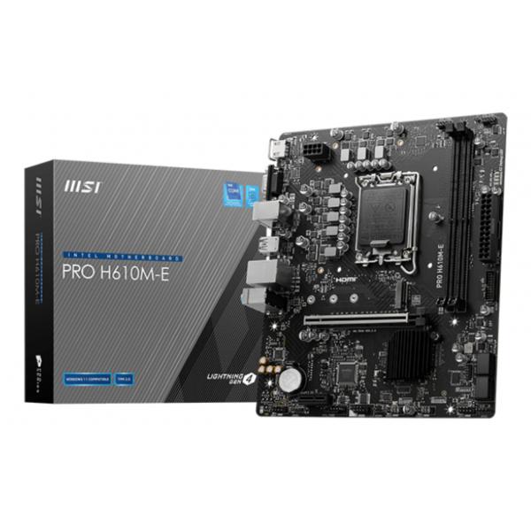 MSI PRO H610M-E - scheda madre - micro ATX - presa LGA1700 - chipset H610 - USB 3.2 Gen 1 - Gigabit LAN - grafica integrata (CPU richiesta)