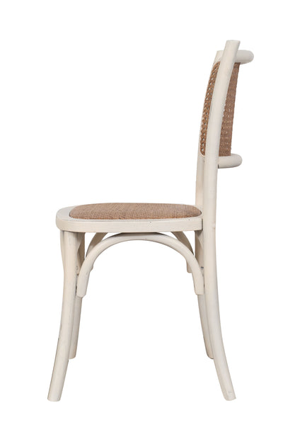 Biscottini Sedia Thonet in massello di frassino e seduta rattan finitura bianca anticata
