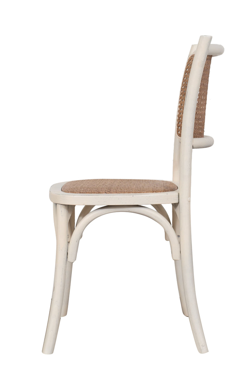 Biscottini Sedia Thonet in massello di frassino e seduta rattan finitura bianca anticata