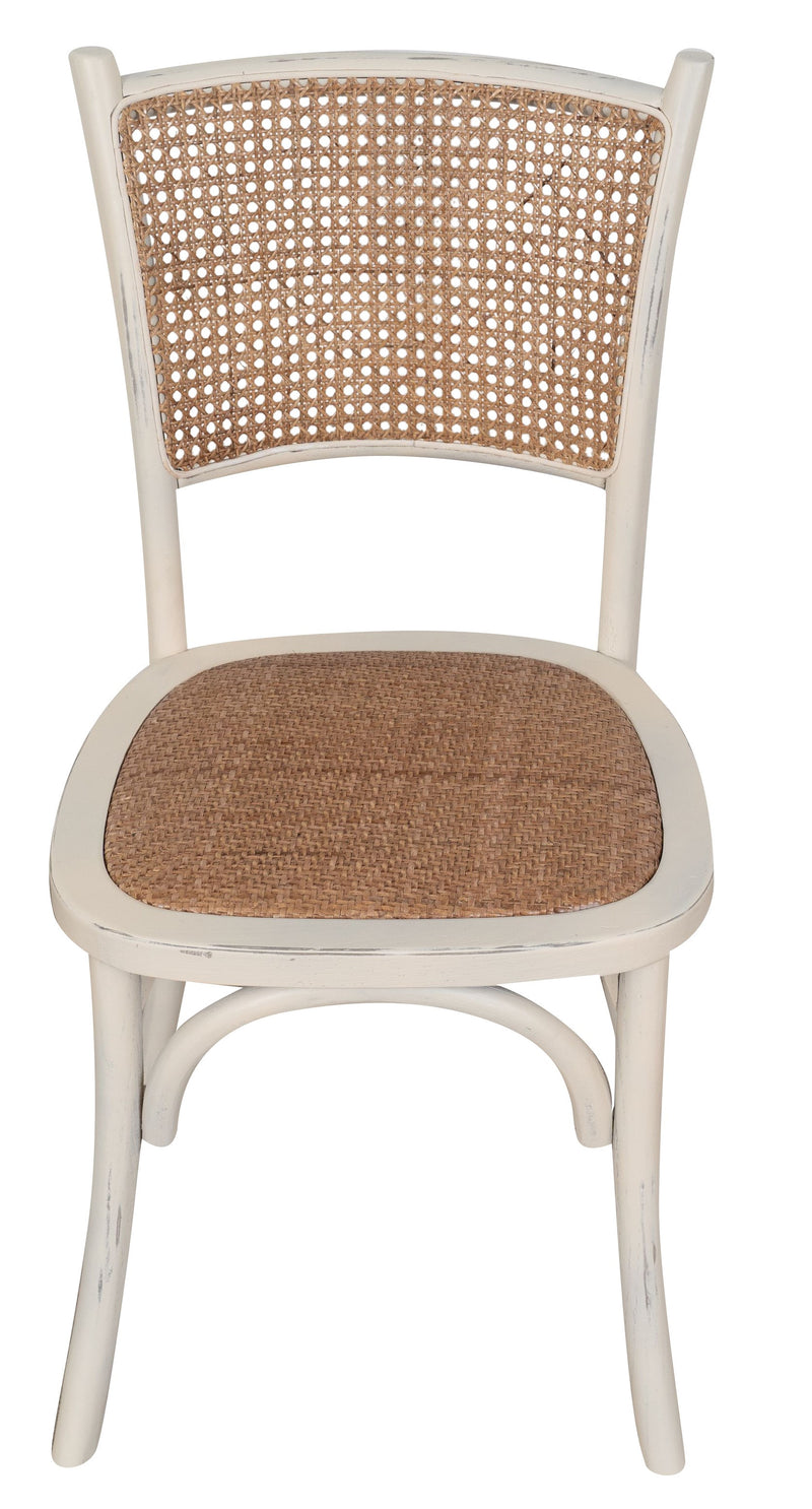 Biscottini Sedia Thonet in massello di frassino e seduta rattan finitura bianca anticata