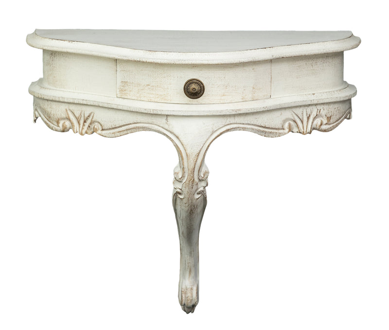 Biscottini Mensola a muro in legno finitura bianco anticato L43xPR21xH39 cm Made in Italy