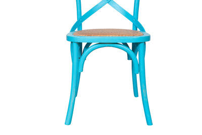 Biscottini Sedia Thonet in massello di frassino e seduta rattan finitura azzurro anticato