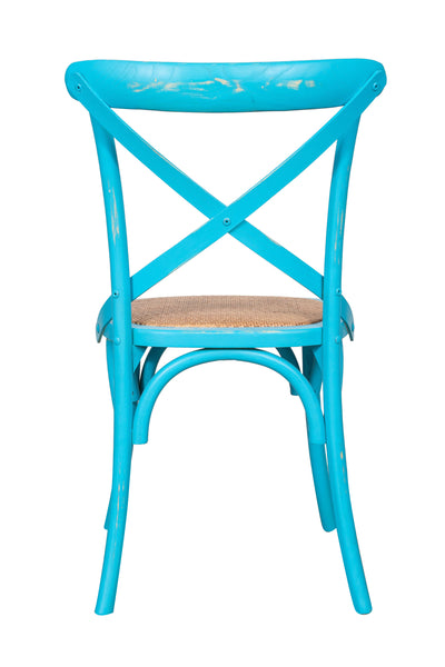 Biscottini Sedia Thonet in massello di frassino e seduta rattan finitura azzurro anticato