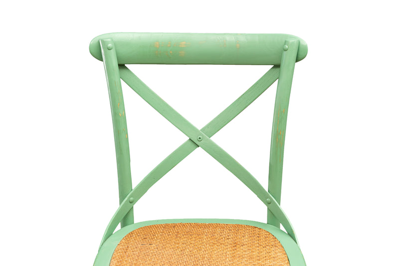 Biscottini Sedia Thonet in massello di frassino e seduta rattan finitura Verde anticato L48xPR52xH88 cm