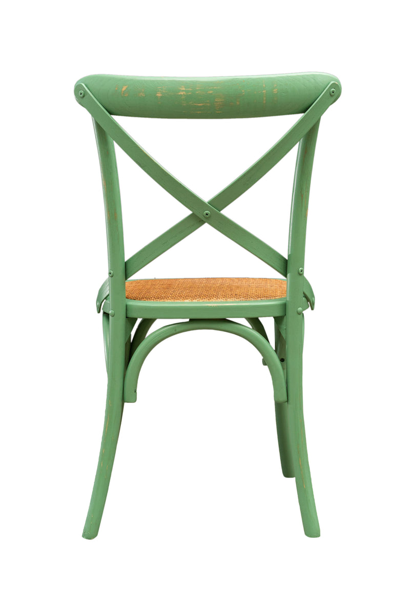 Biscottini Sedia Thonet in massello di frassino e seduta rattan finitura Verde anticato L48xPR52xH88 cm