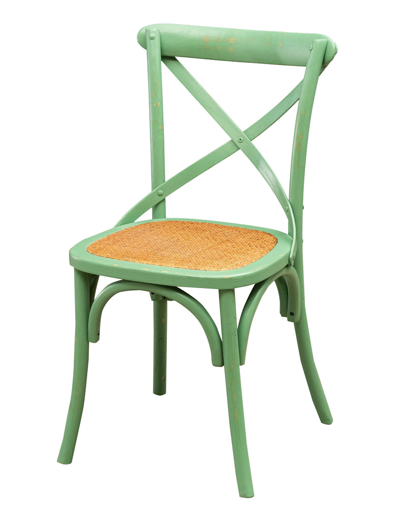 Biscottini Sedia Thonet in massello di frassino e seduta rattan finitura Verde anticato L48xPR52xH88 cm