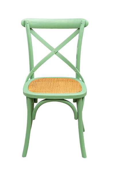 Biscottini Sedia Thonet in massello di frassino e seduta rattan finitura Verde L48xPR52xH88 cm