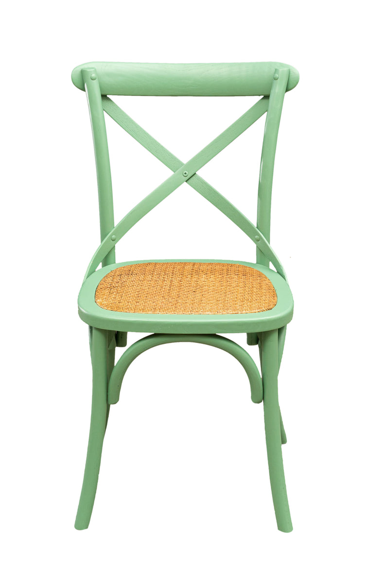 Biscottini Sedia Thonet in massello di frassino e seduta rattan finitura Verde L48xPR52xH88 cm