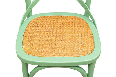 Biscottini Sedia Thonet in massello di frassino e seduta rattan finitura Verde L48xPR52xH88 cm
