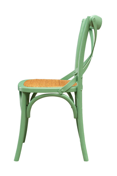 Biscottini Sedia Thonet in massello di frassino e seduta rattan finitura Verde L48xPR52xH88 cm
