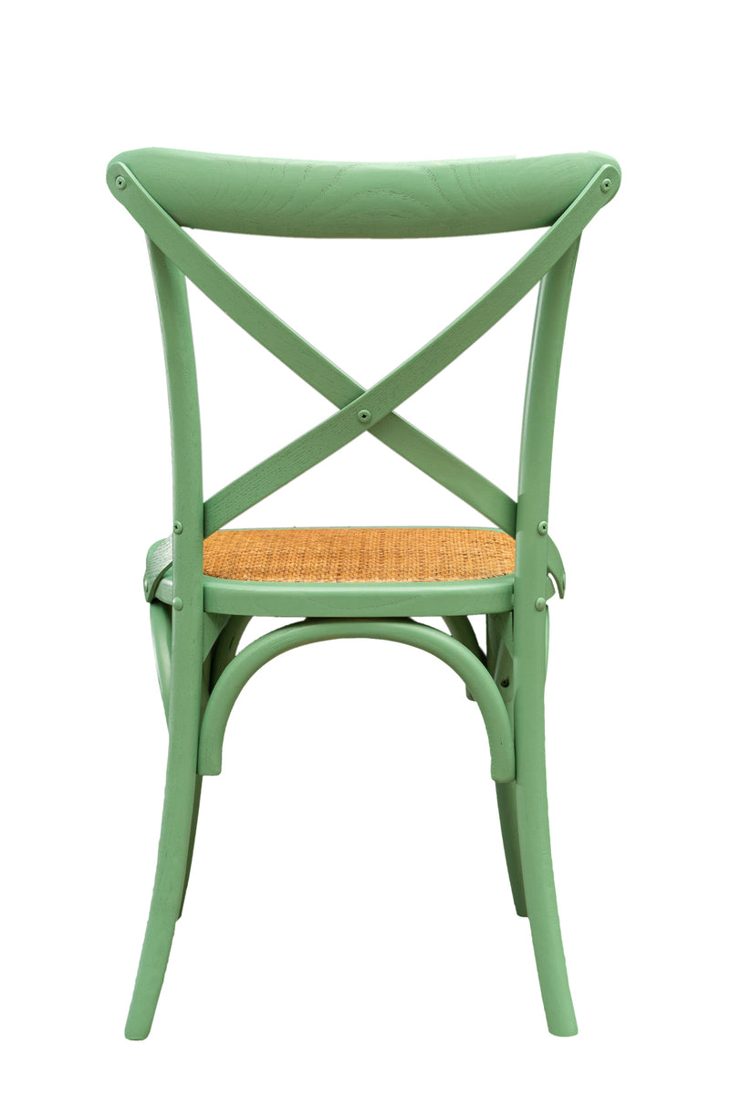 Biscottini Sedia Thonet in massello di frassino e seduta rattan finitura Verde L48xPR52xH88 cm