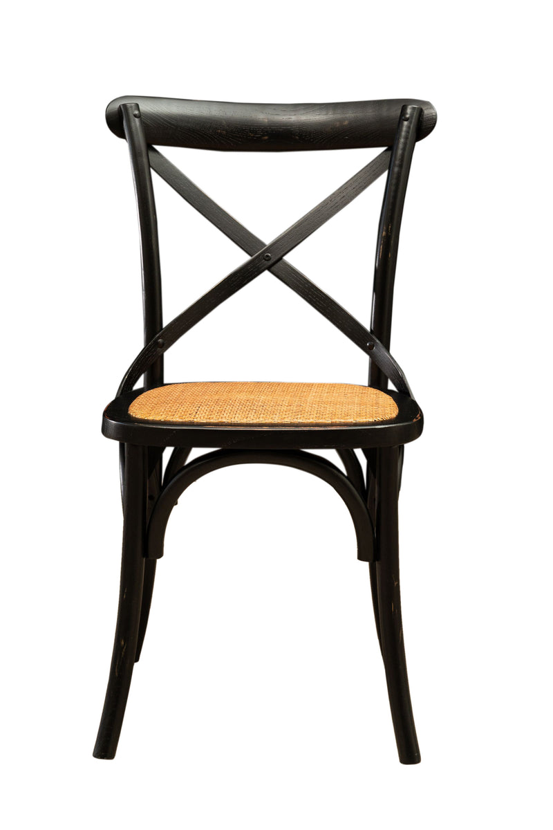Biscottini Sedia Thonet in massello di frassino e seduta rattan finitura Nero L48xPR52xH88 cm