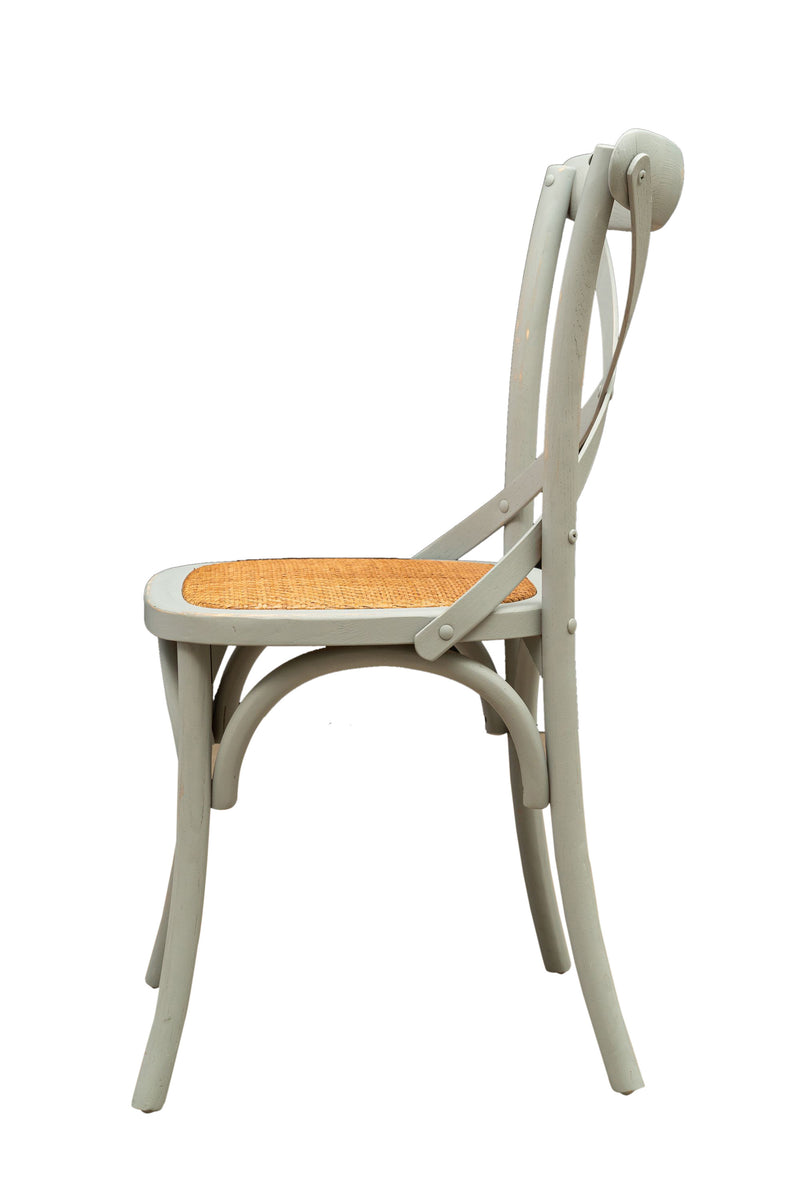 Biscottini Sedia Thonet in massello di frassino e seduta rattan finitura Grigio anticato L48xPR52xH88 cm