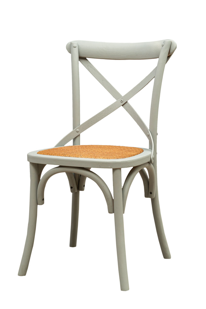 Biscottini Sedia Thonet in massello di frassino e seduta rattan finitura Grigio L48xPR52xH88 cm