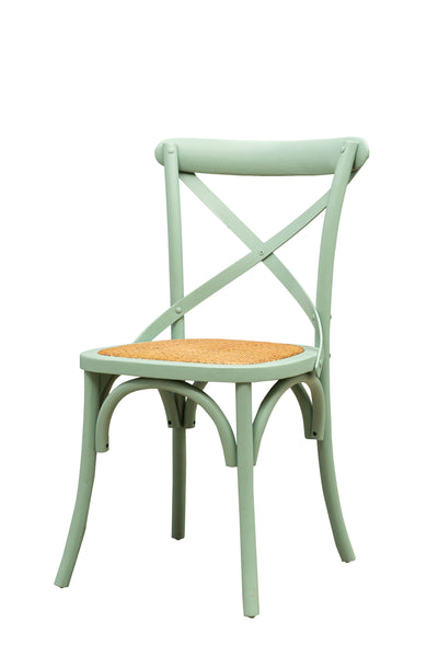 Biscottini Sedia Thonet in massello di frassino e seduta rattan finitura verde L48xPR52xH88 cm