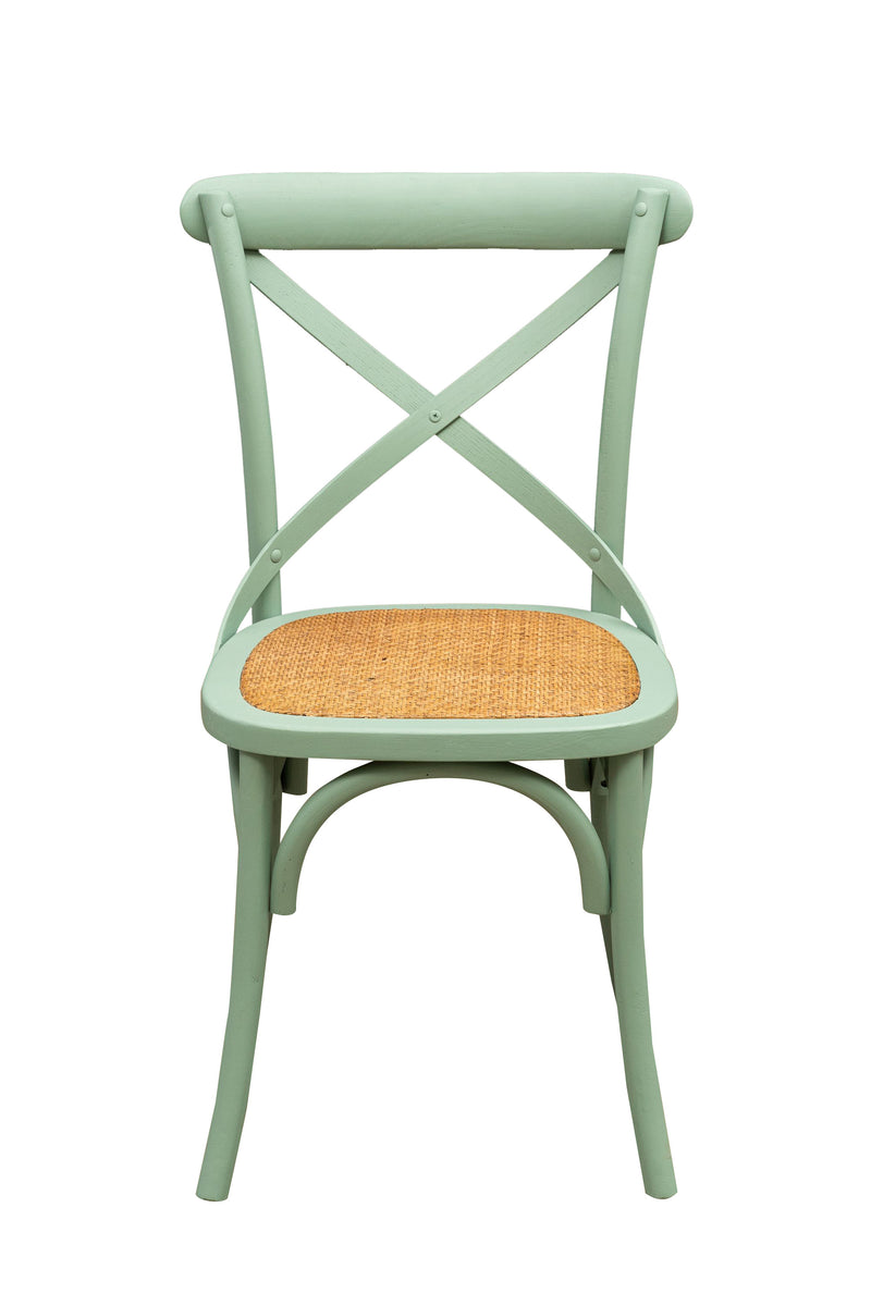 Biscottini Sedia Thonet in massello di frassino e seduta rattan finitura verde L48xPR52xH88 cm