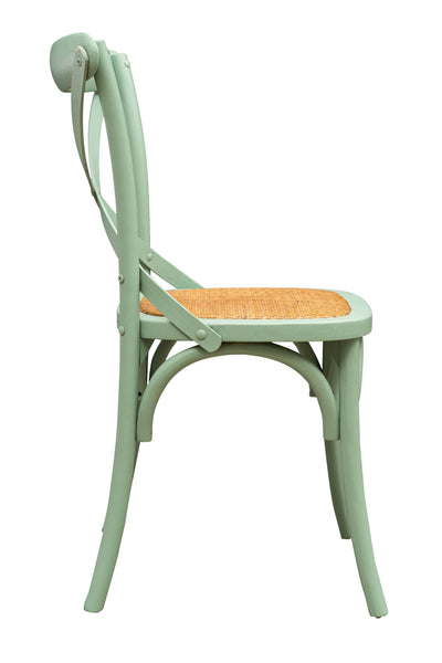 Biscottini Sedia Thonet in massello di frassino e seduta rattan finitura verde L48xPR52xH88 cm