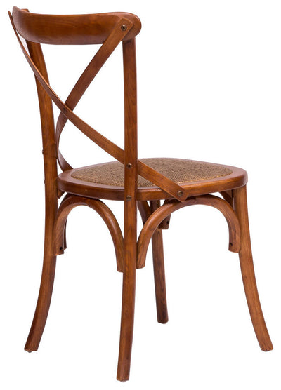Biscottini Sedia Thonet in massello di frassino e seduta rattan finitura noce 48x52x88 cm