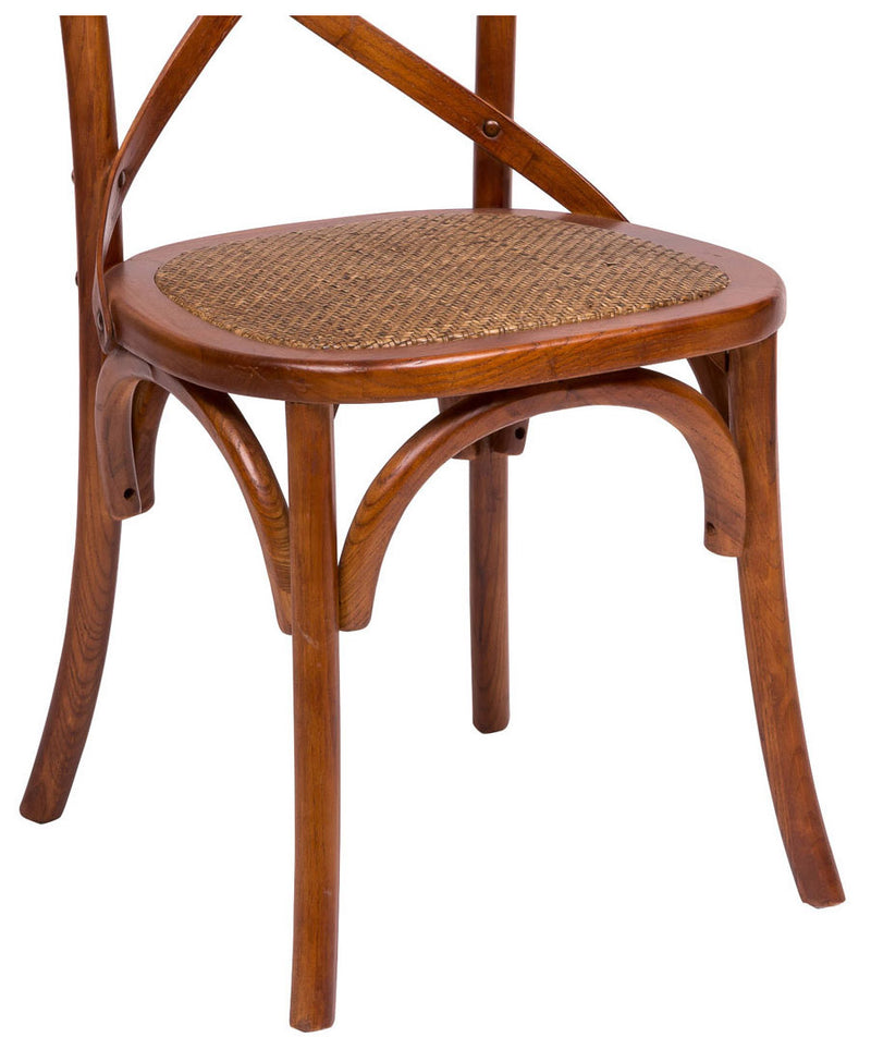 Biscottini Sedia Thonet in massello di frassino e seduta rattan finitura noce 48x52x88 cm