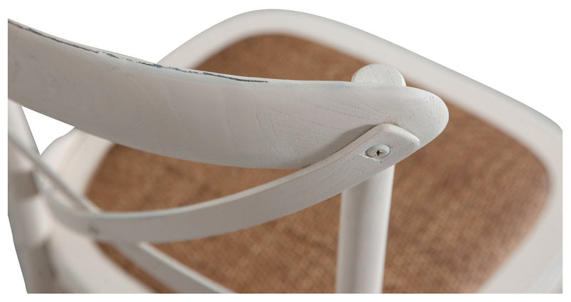 Biscottini Sedia Thonet in massello di frassino e seduta rattan finitura bianca anticata 48x52x88 cm