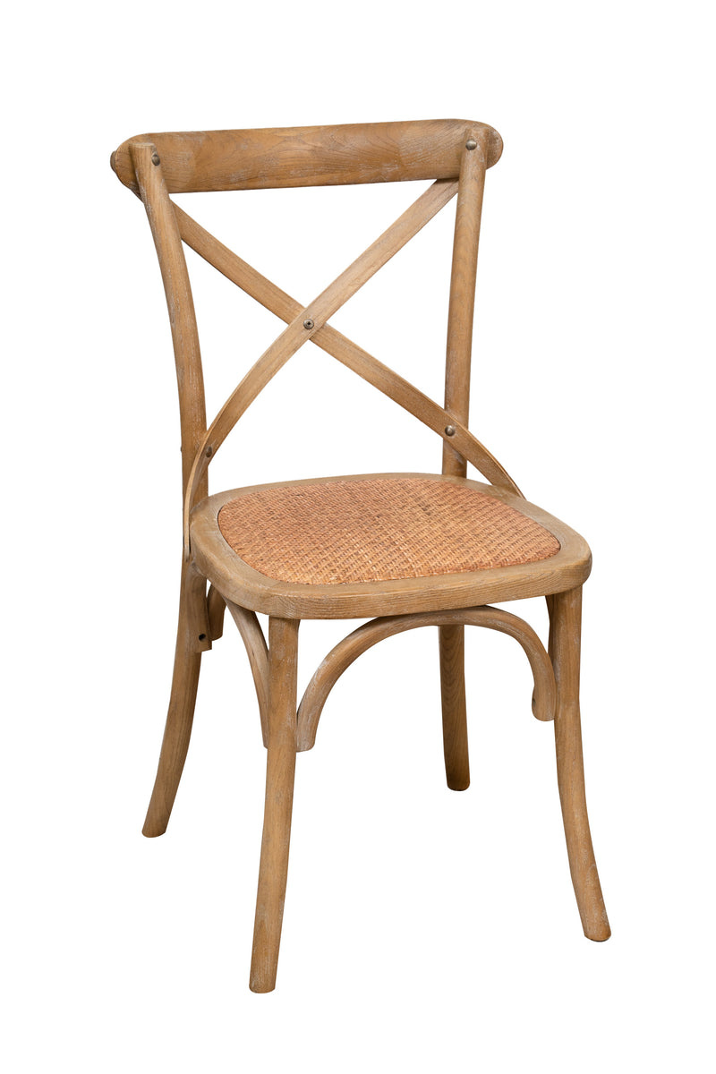 Biscottini Sedia Thonet in massello di frassino e seduta rattan finitura legno invecchiato 48x52x88 cm