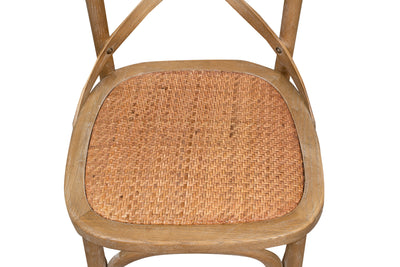 Biscottini Sedia Thonet in massello di frassino e seduta rattan finitura legno invecchiato 48x52x88 cm
