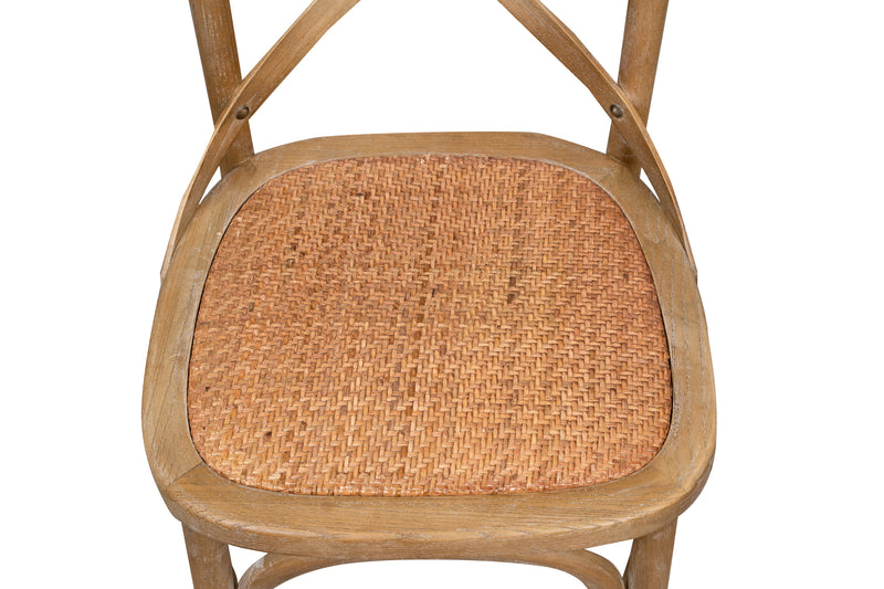 Biscottini Sedia Thonet in massello di frassino e seduta rattan finitura legno invecchiato 48x52x88 cm