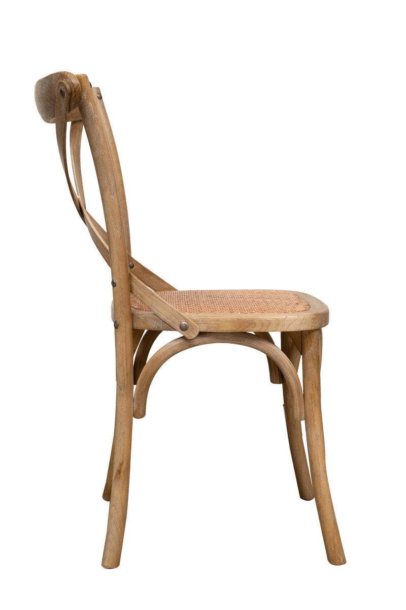 Biscottini Sedia Thonet in massello di frassino e seduta rattan finitura legno invecchiato 48x52x88 cm