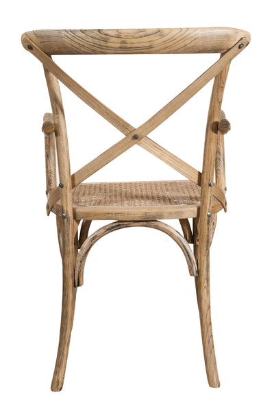 Biscottini Sedia con braccioli Thonet in massello di frassino in finitura noce chiaro anticato e seduta in paglia di Vienna L50XPR43XH89 cm
