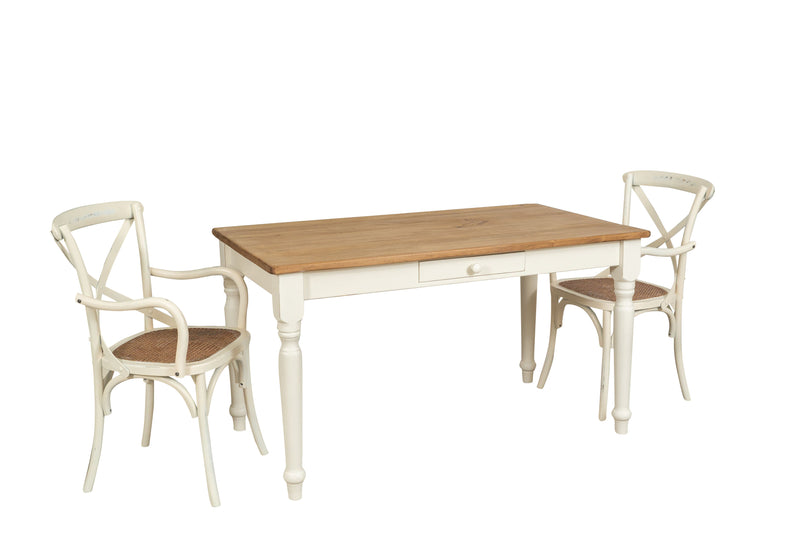 Biscottini Sedia con braccioli Thonet in massello di frassino bianca anticata e seduta in paglia di Vienna