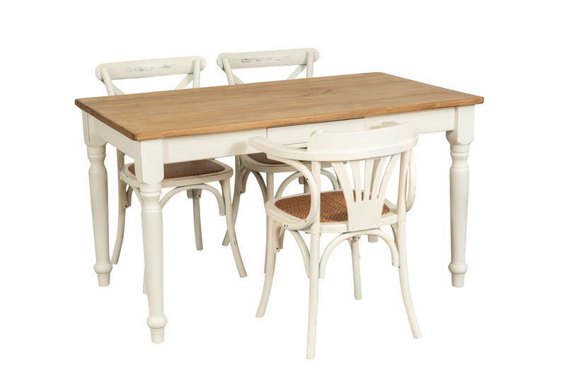 Biscottini Sedia Poltrona con braccioli Thonet in massello di frassino finitura bianca anticata e seduta in rattan