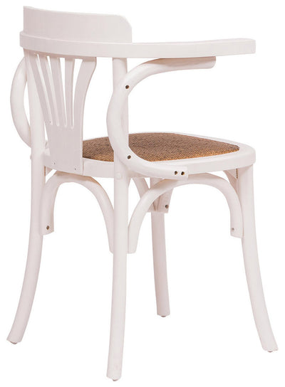 Biscottini Sedia con braccioli Thonet in massello di frassino finitura bianca e seduta in rattan L45xPR42xH77 cm.