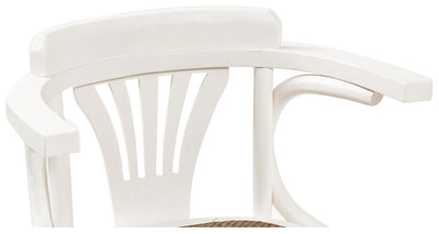 Biscottini Sedia con braccioli Thonet in massello di frassino finitura bianca e seduta in rattan L45xPR42xH77 cm.