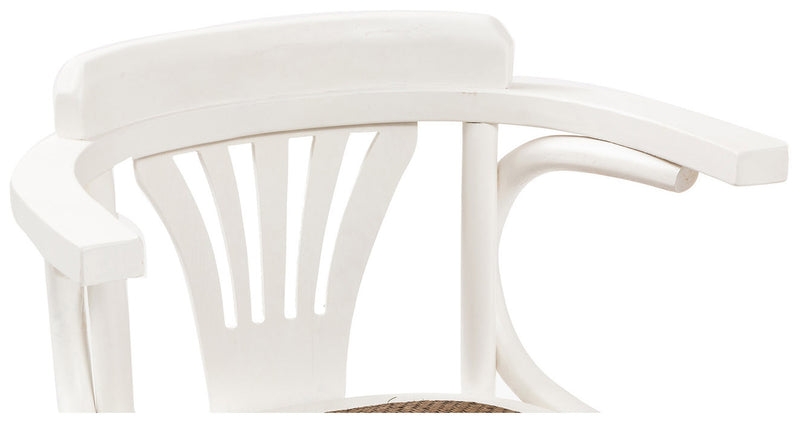 Biscottini Sedia con braccioli Thonet in massello di frassino finitura bianca e seduta in rattan L45xPR42xH77 cm.