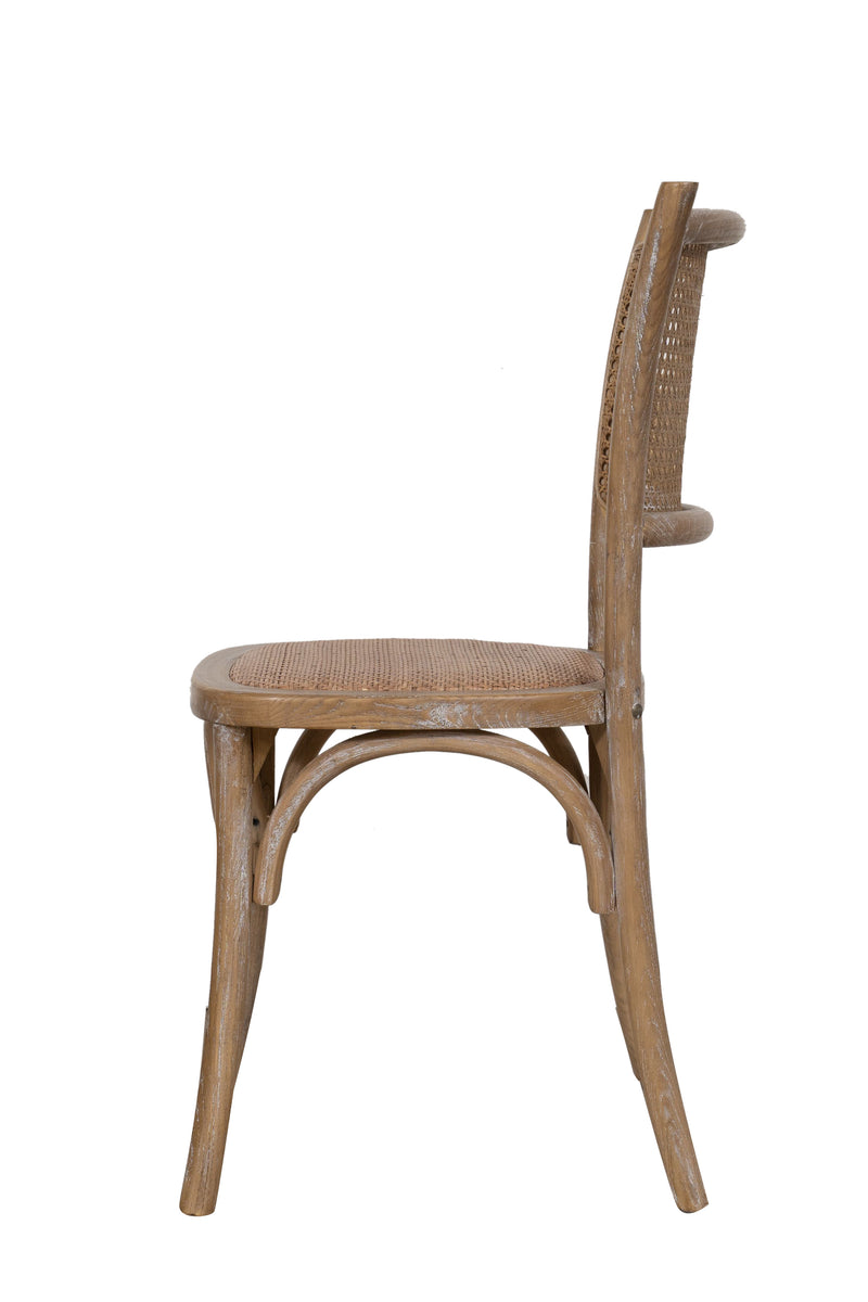 Biscottini Sedia Thonet in massello di frassino e seduta rattan finitura legno invecchiato